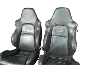 04 Volkswagen Golf R32 Konig Black Leather Seat Set *cover worn stitching repair